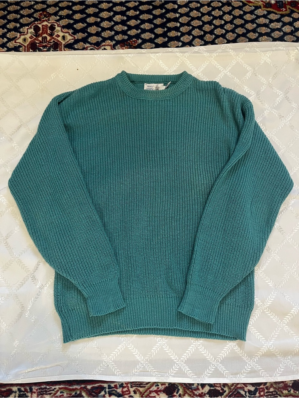 Men's Penn’s Landing Teal Crewneck Ribbed Sweater